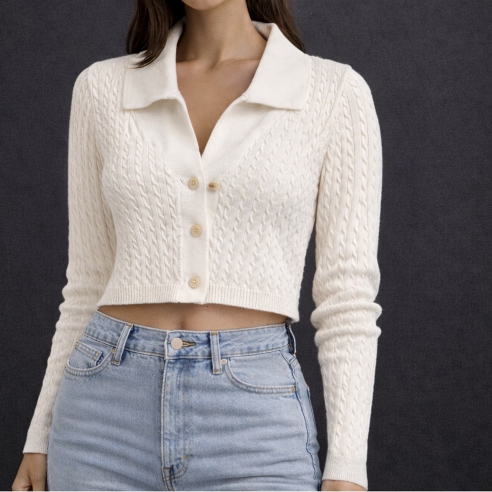 Cotton On Ivory Cable Knit Cardigan